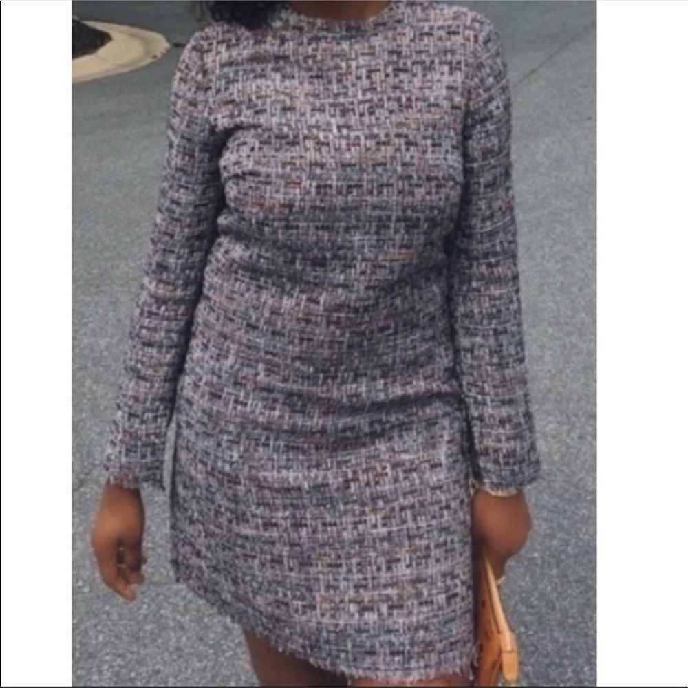 H&M tweed textured multicolor gray dress